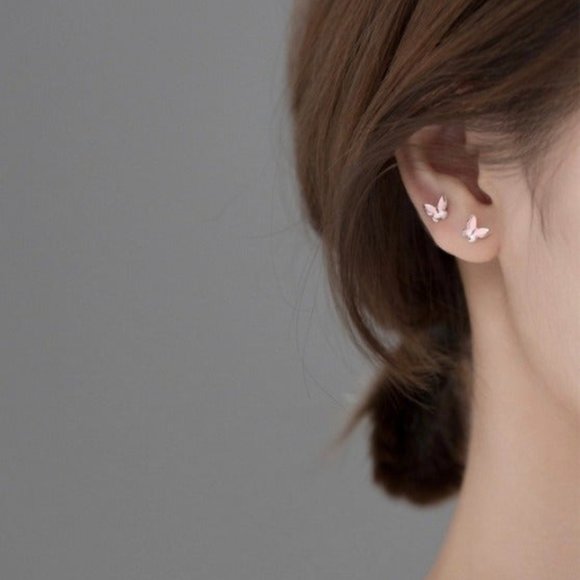 Jewelry Pink Butterflies Stud Earringssilverss31 Poshmark